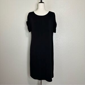 Lou & Grey SignatureSoft Black Short Sleeves Shirt Dress